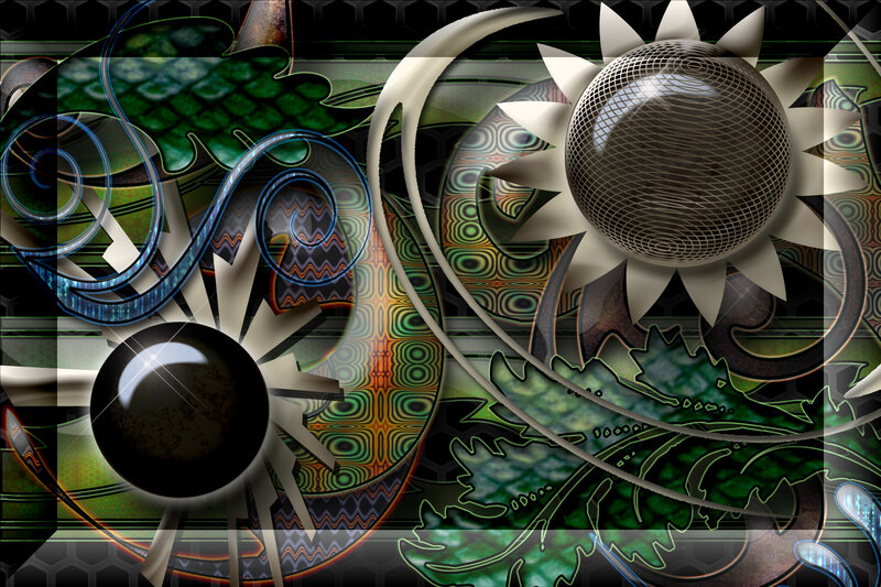 Abstract digital art with geometric patterns