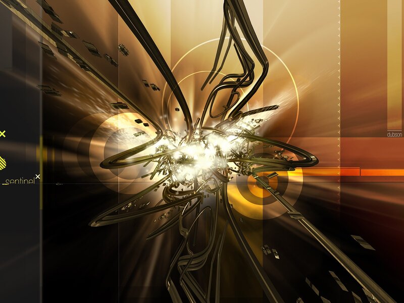 Abstract digital art with glowing center