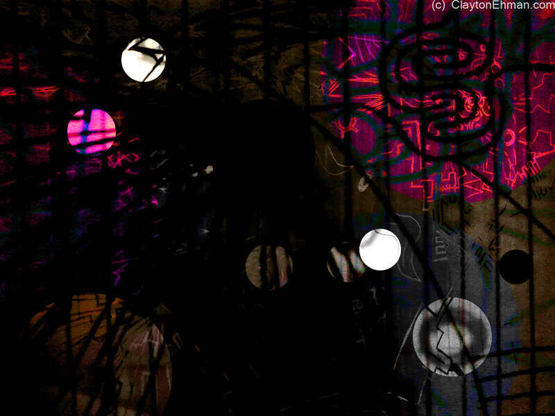 Abstract digital art with glowing circles