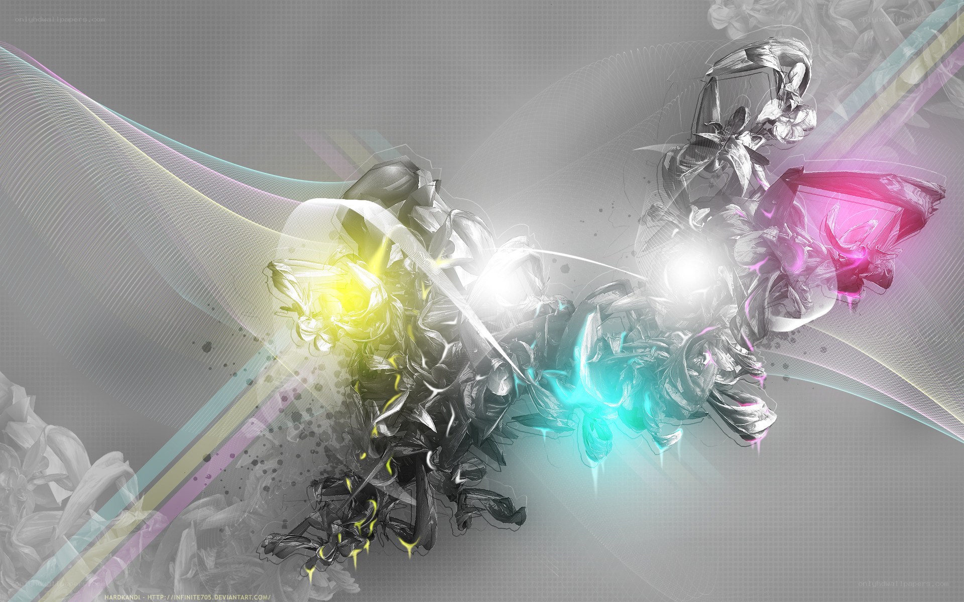 Abstract digital art with glowing colors
