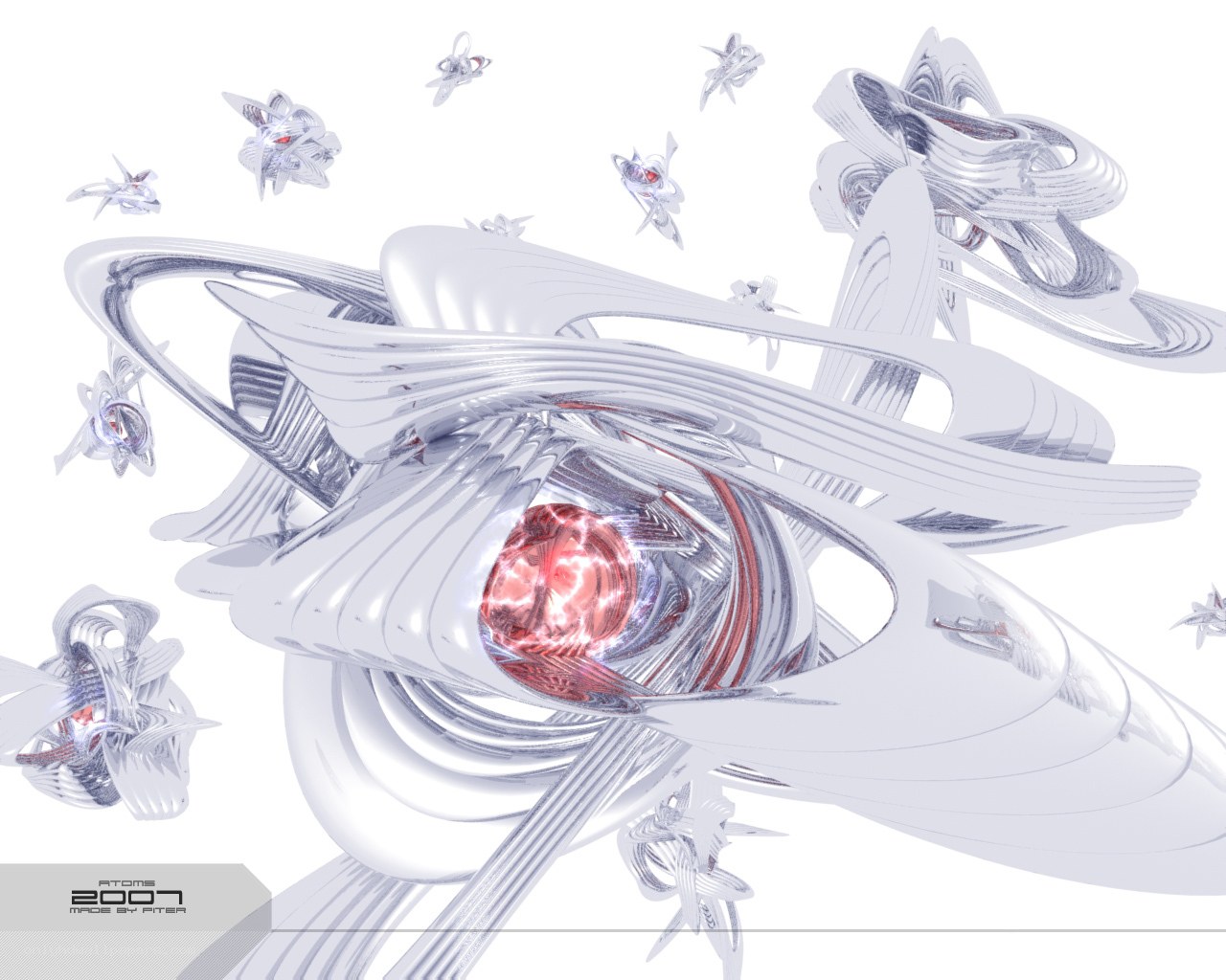 Abstract digital art with glowing core