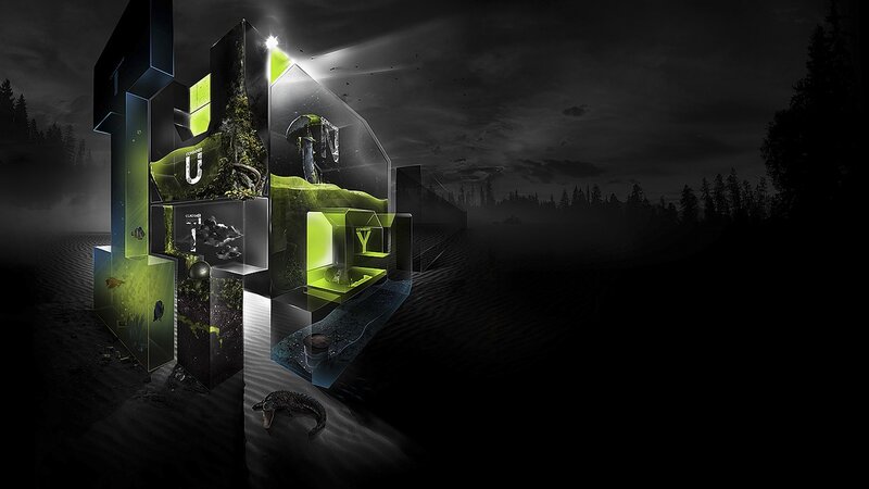 abstract digital art with glowing cubes