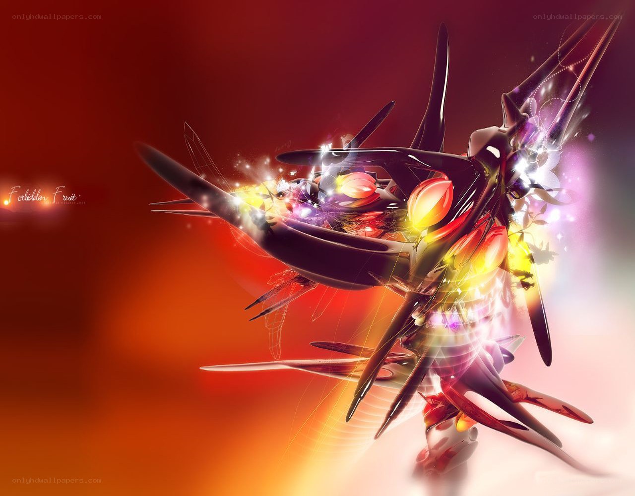 Abstract digital art with glowing elements