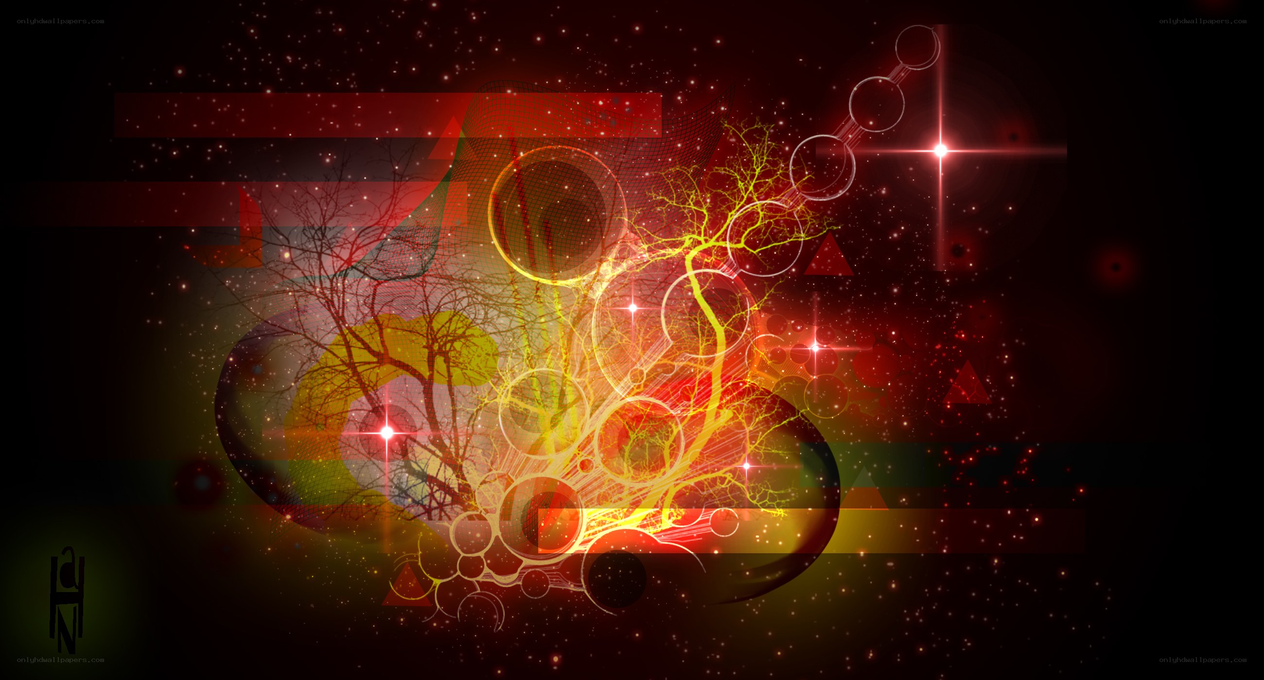 Abstract digital art with glowing elements