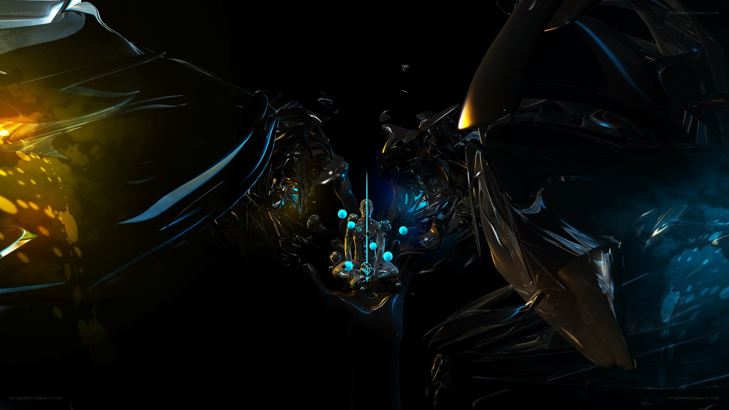 abstract digital art with glowing elements
