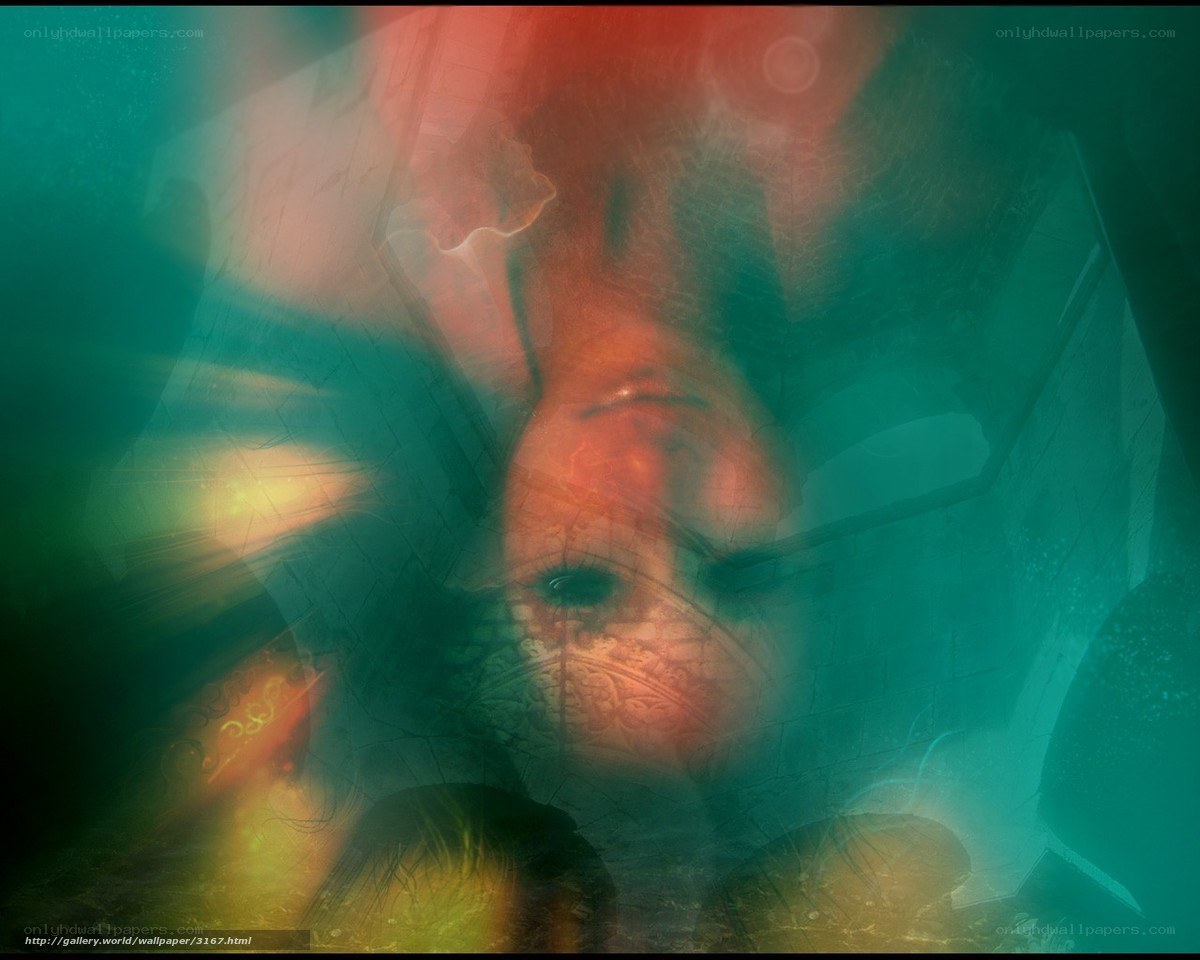 abstract digital art with glowing eyes