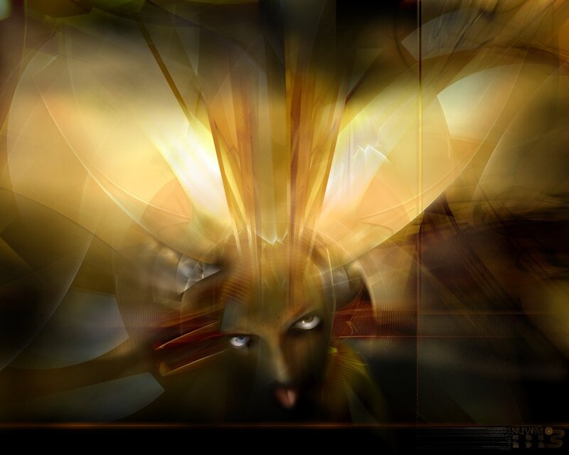 abstract digital art with glowing figure