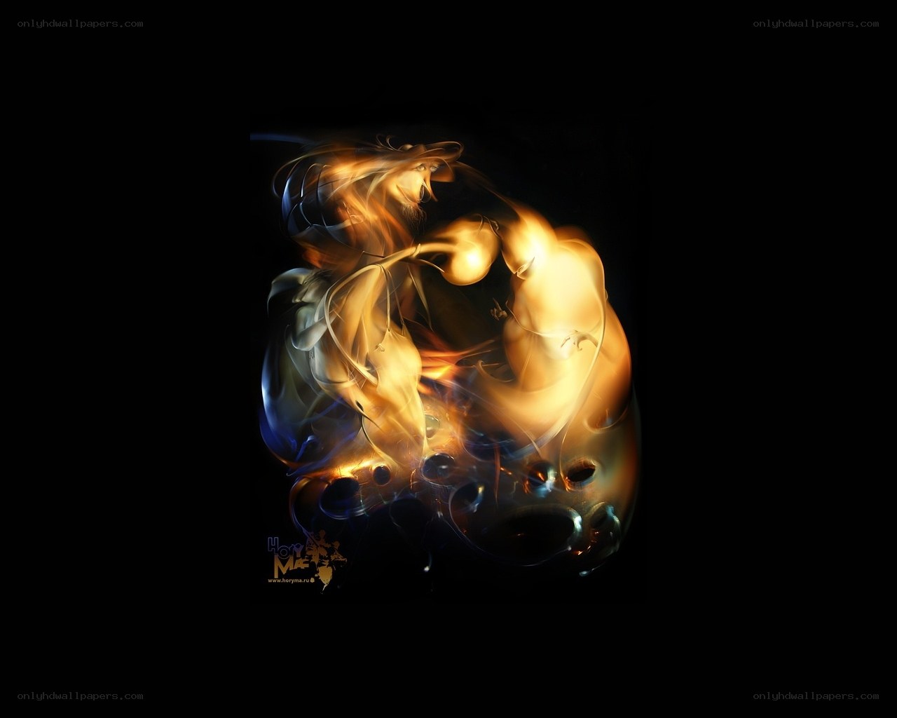 Abstract digital art with glowing figures