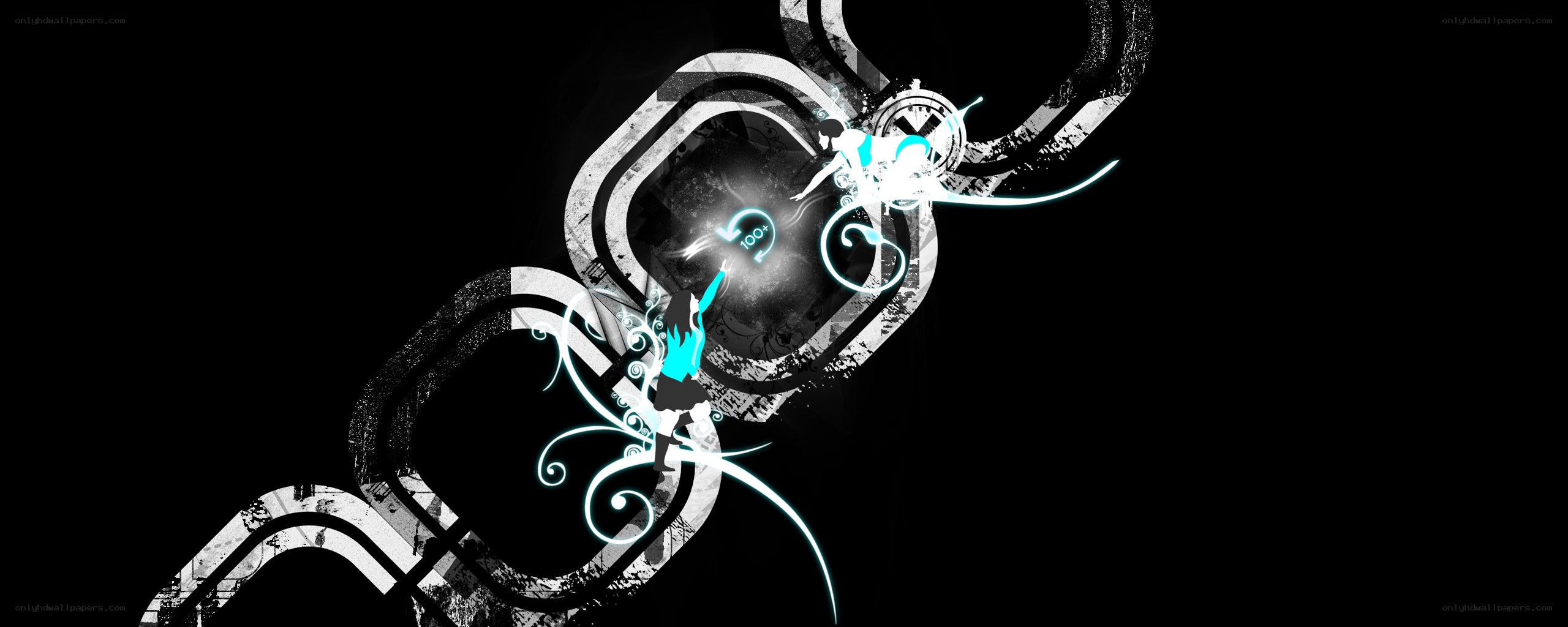abstract digital art with glowing figures