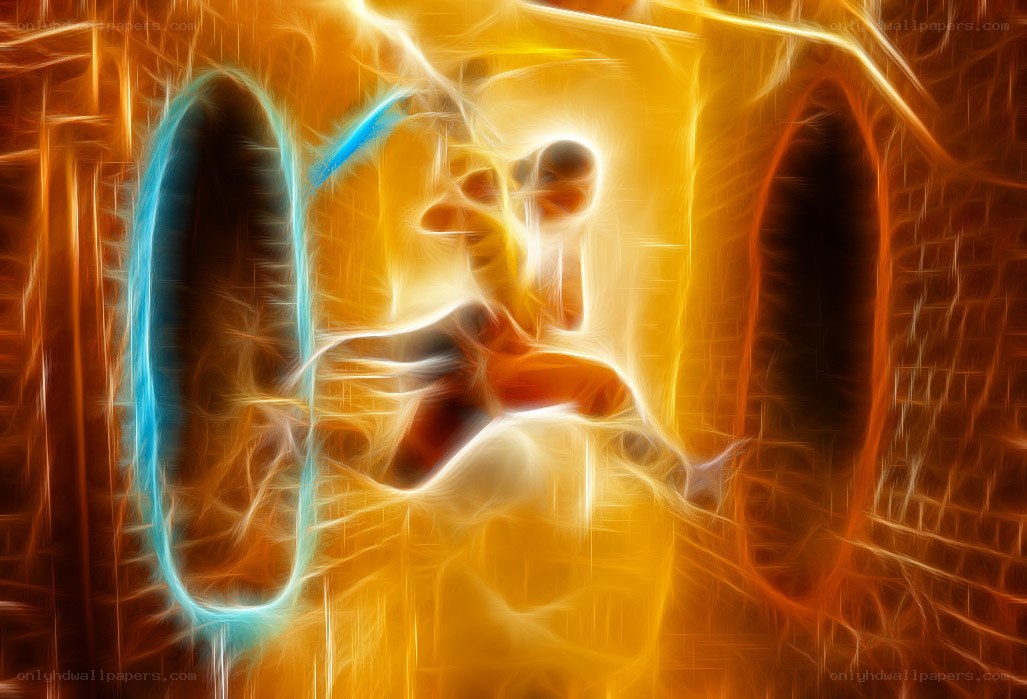 Abstract digital art with glowing figures