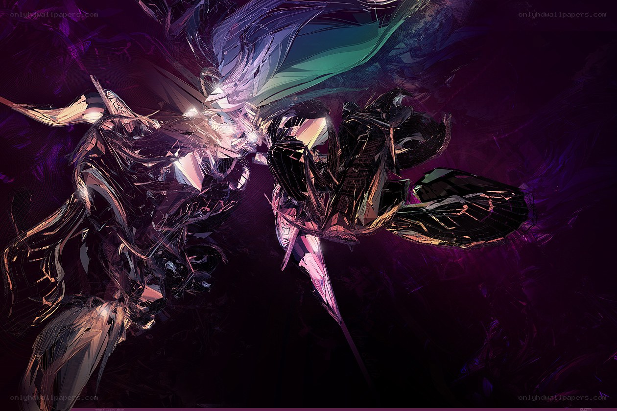 abstract digital art with glowing figures