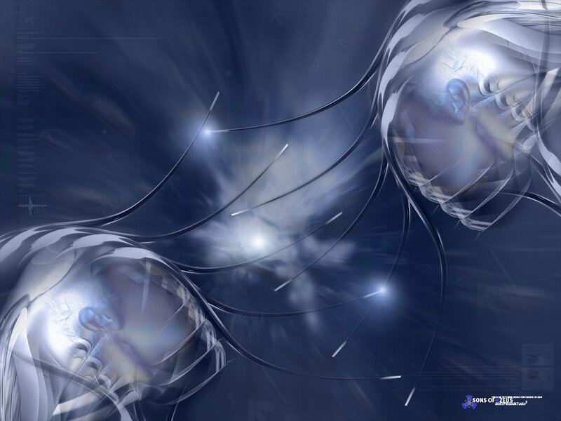 abstract digital art with glowing figures
