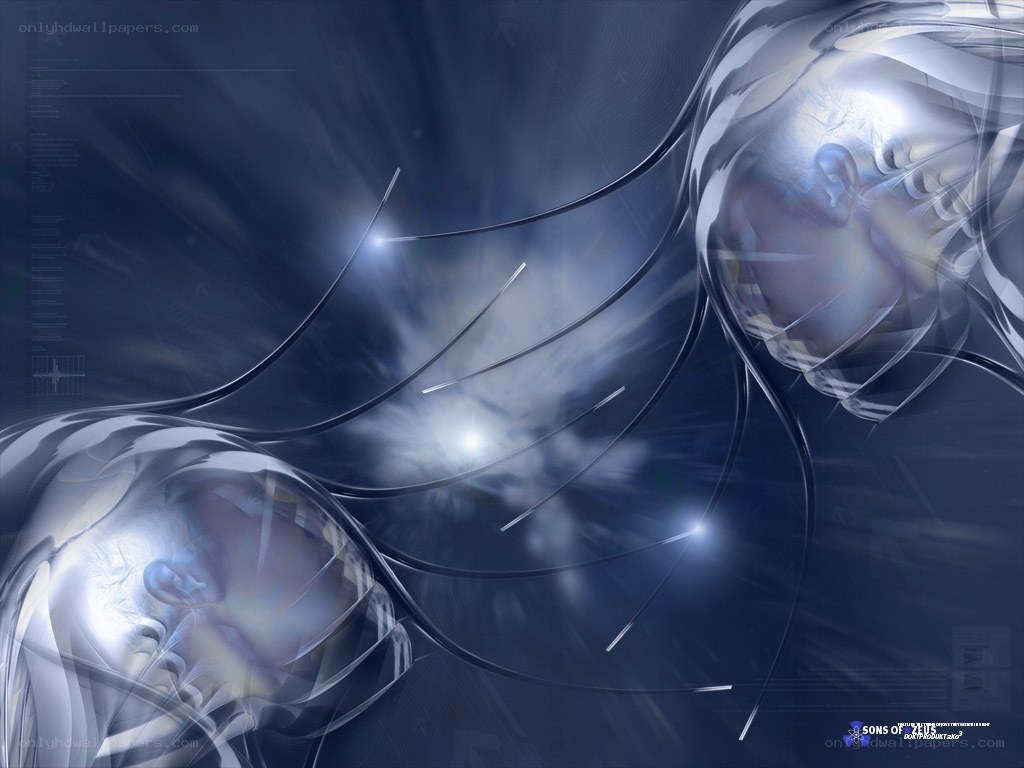 abstract digital art with glowing figures