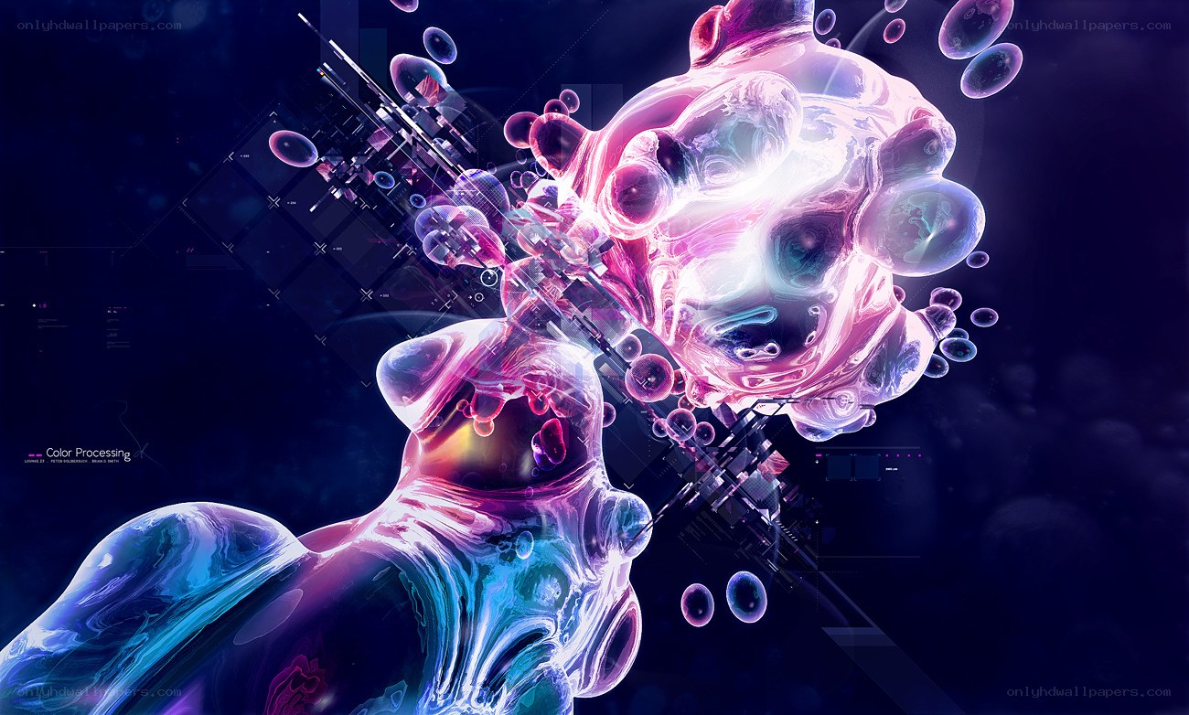 abstract digital art with glowing forms