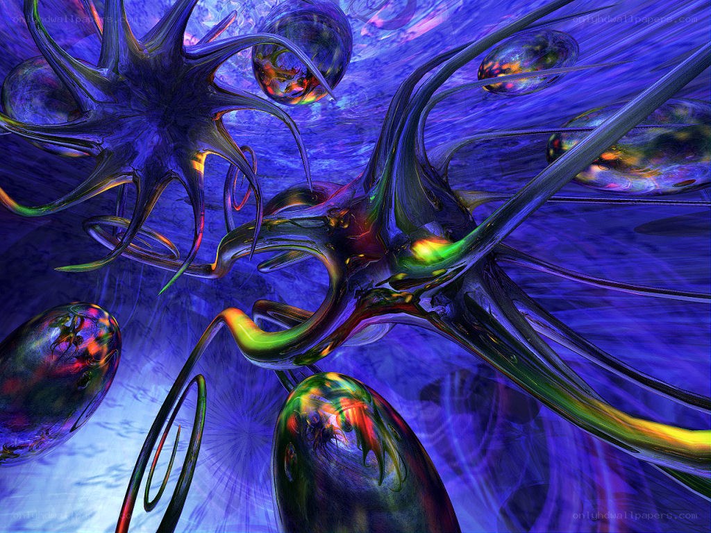 Abstract digital art with glowing forms