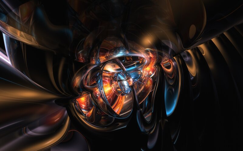 Abstract digital art with glowing forms