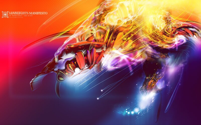 Abstract digital art with glowing hand