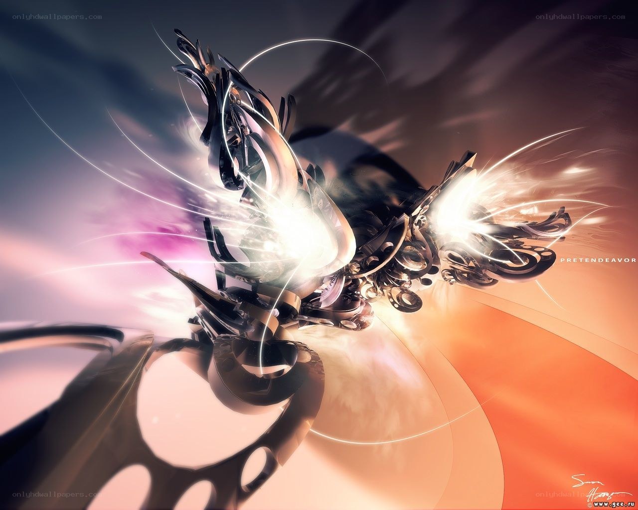 Abstract digital art with glowing light