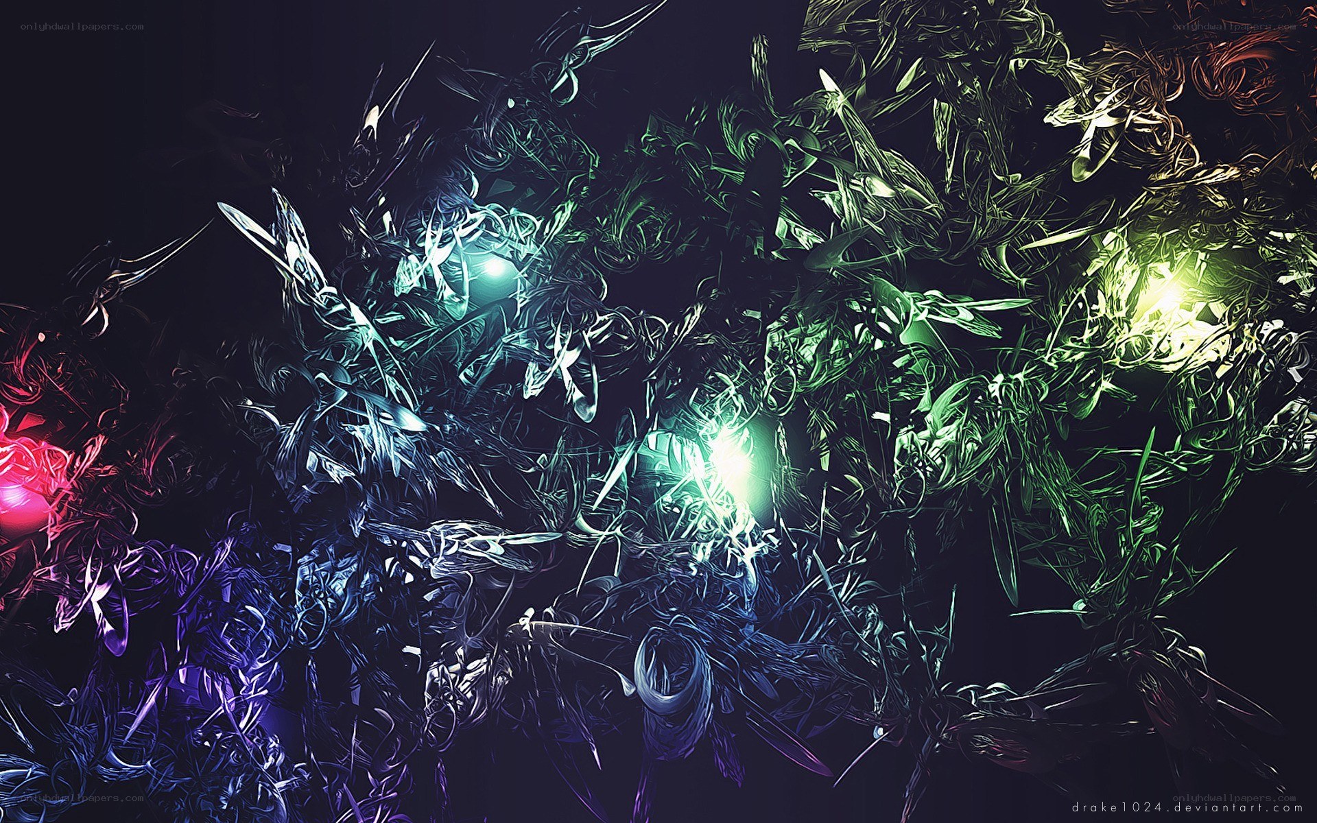 abstract digital art with glowing lights
