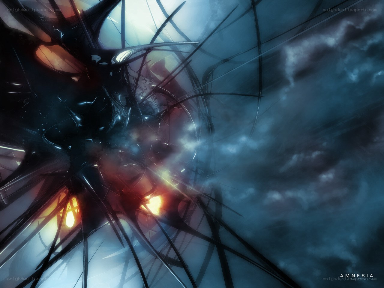 abstract digital art with glowing lights