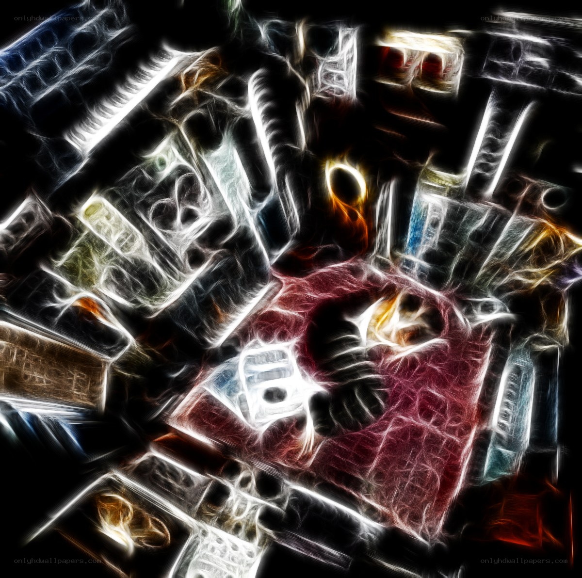 abstract digital art with glowing lines