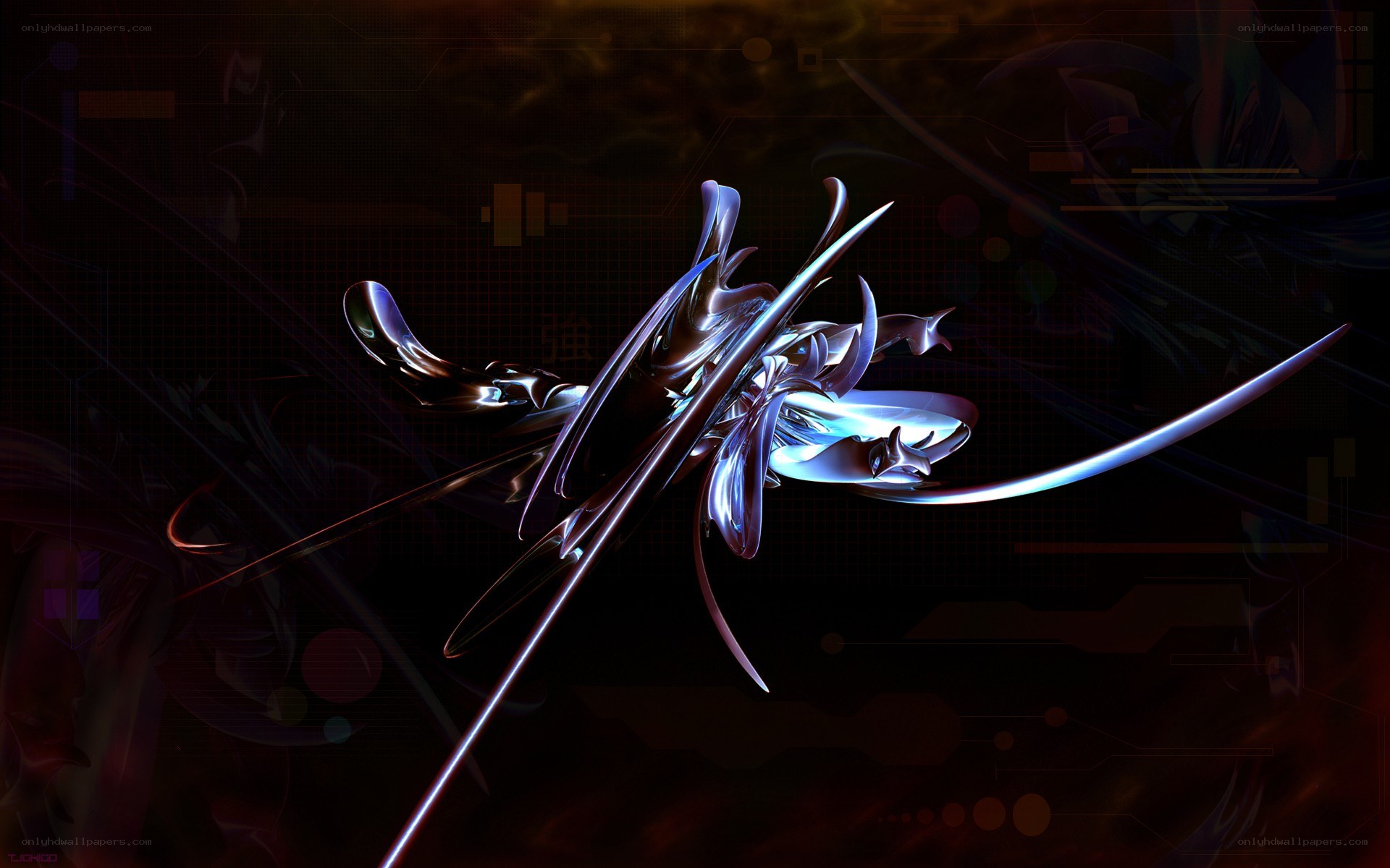 abstract digital art with glowing lines
