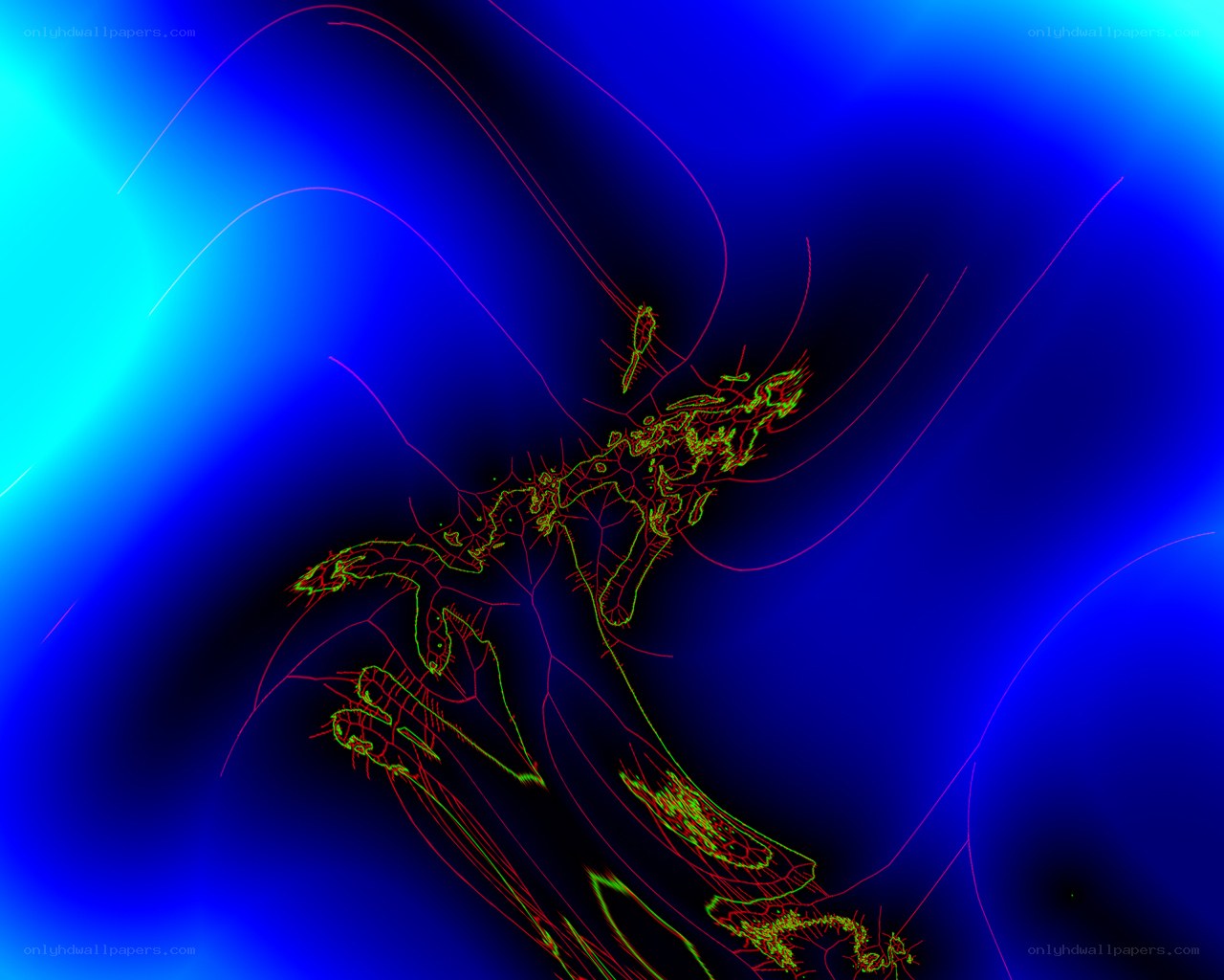Abstract digital art with glowing lines