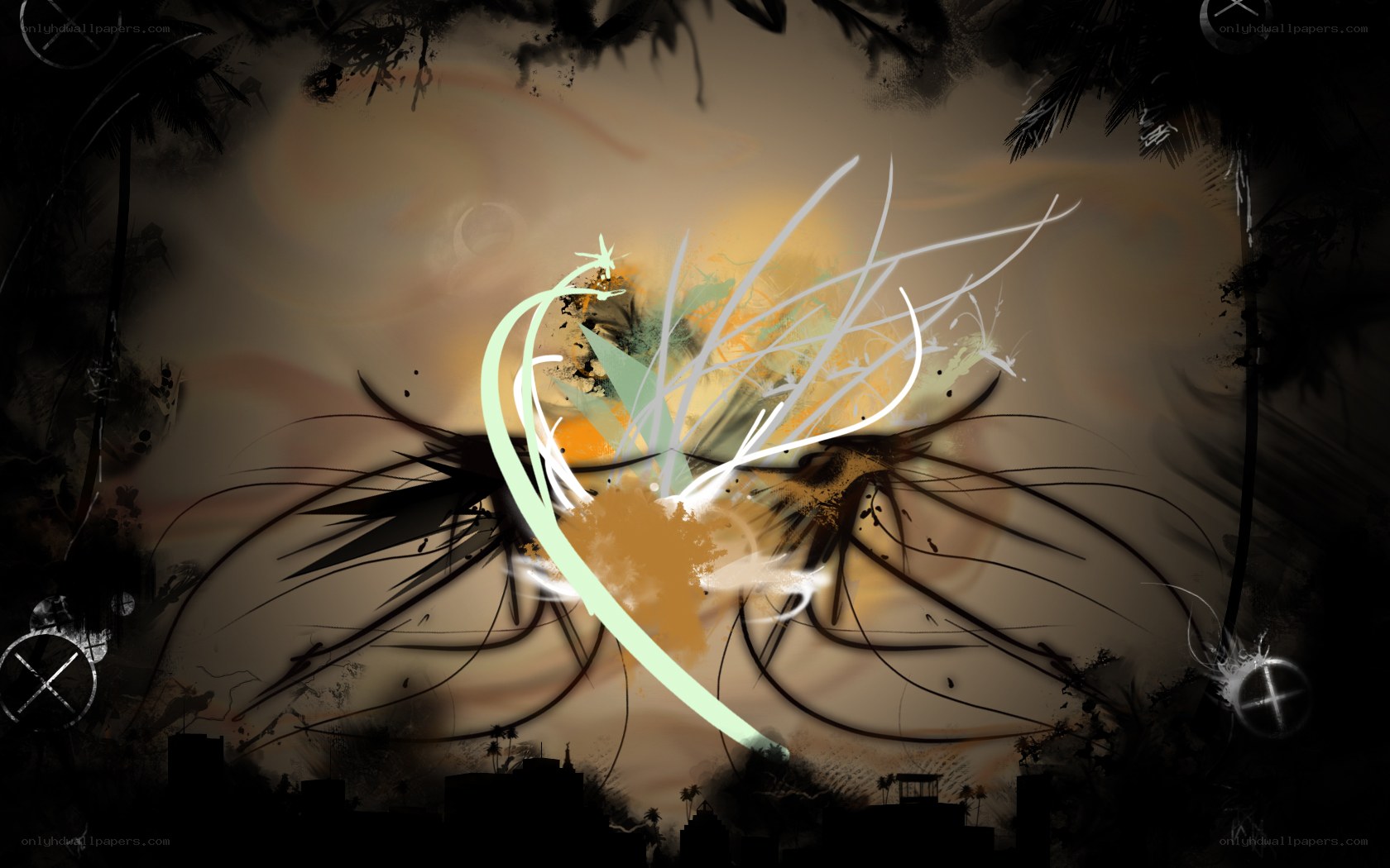 abstract digital art with glowing lines