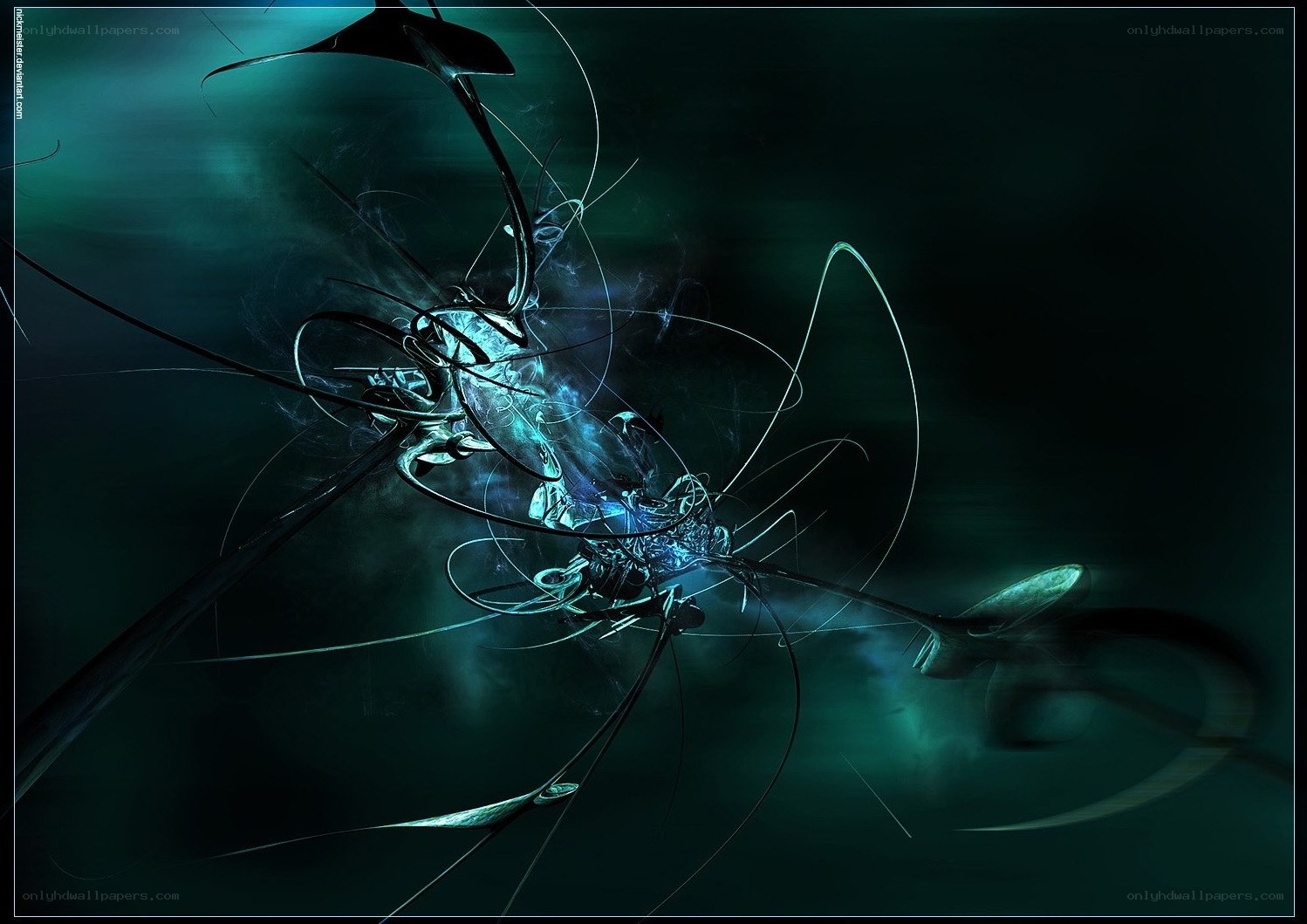Abstract digital art with glowing lines