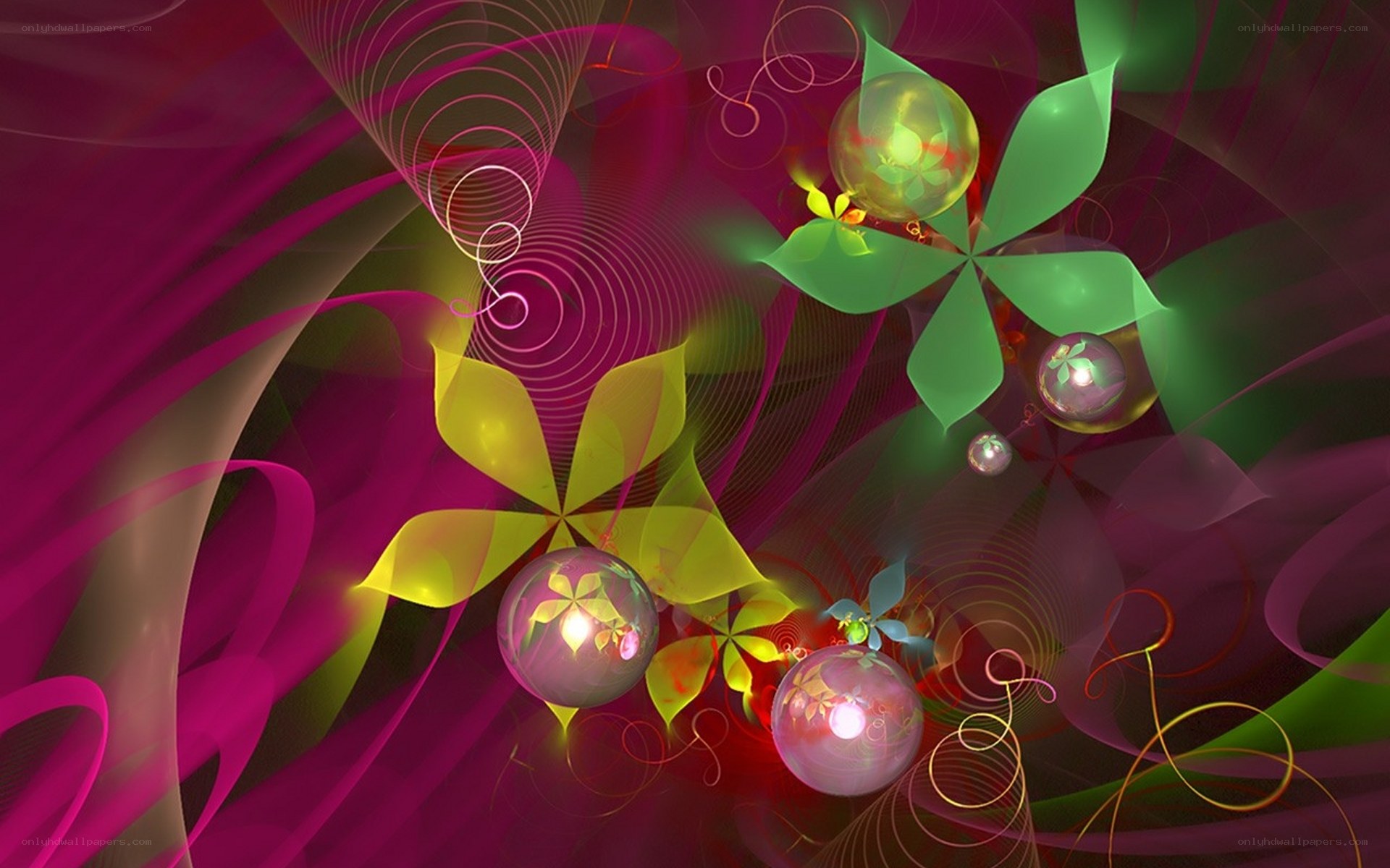 Abstract digital art with glowing orbs