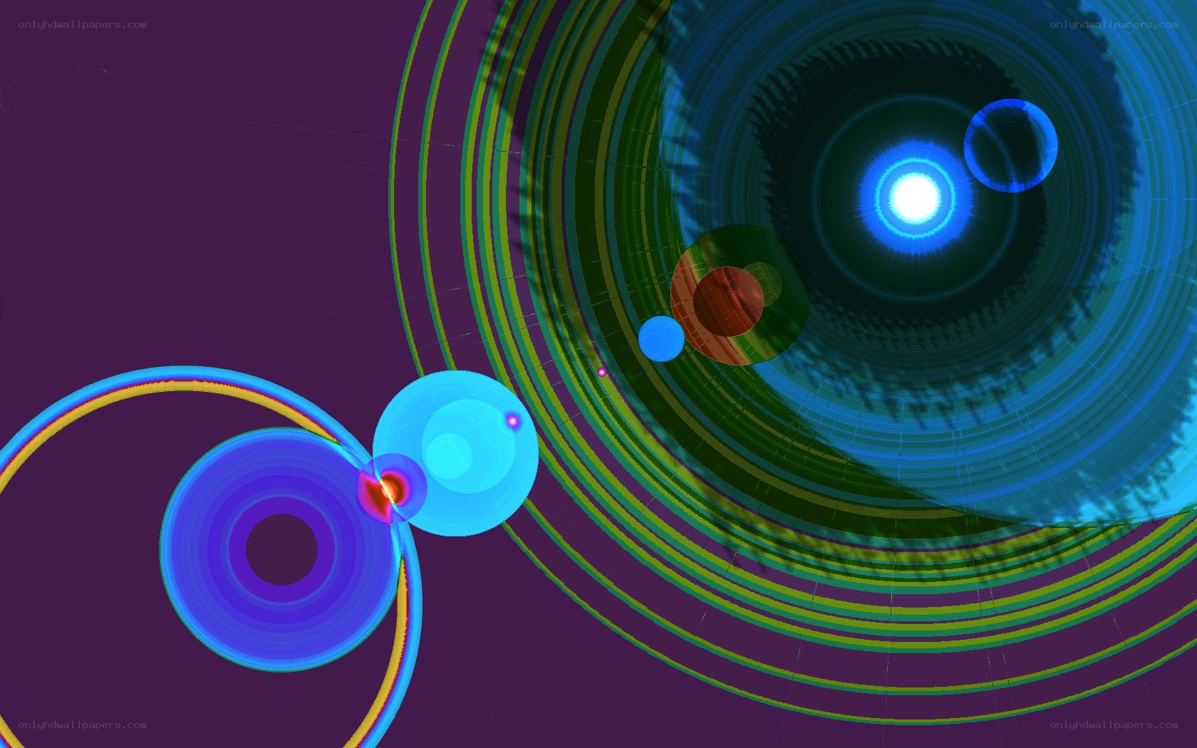 Abstract digital art with glowing orbs