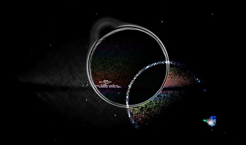 abstract digital art with glowing rings