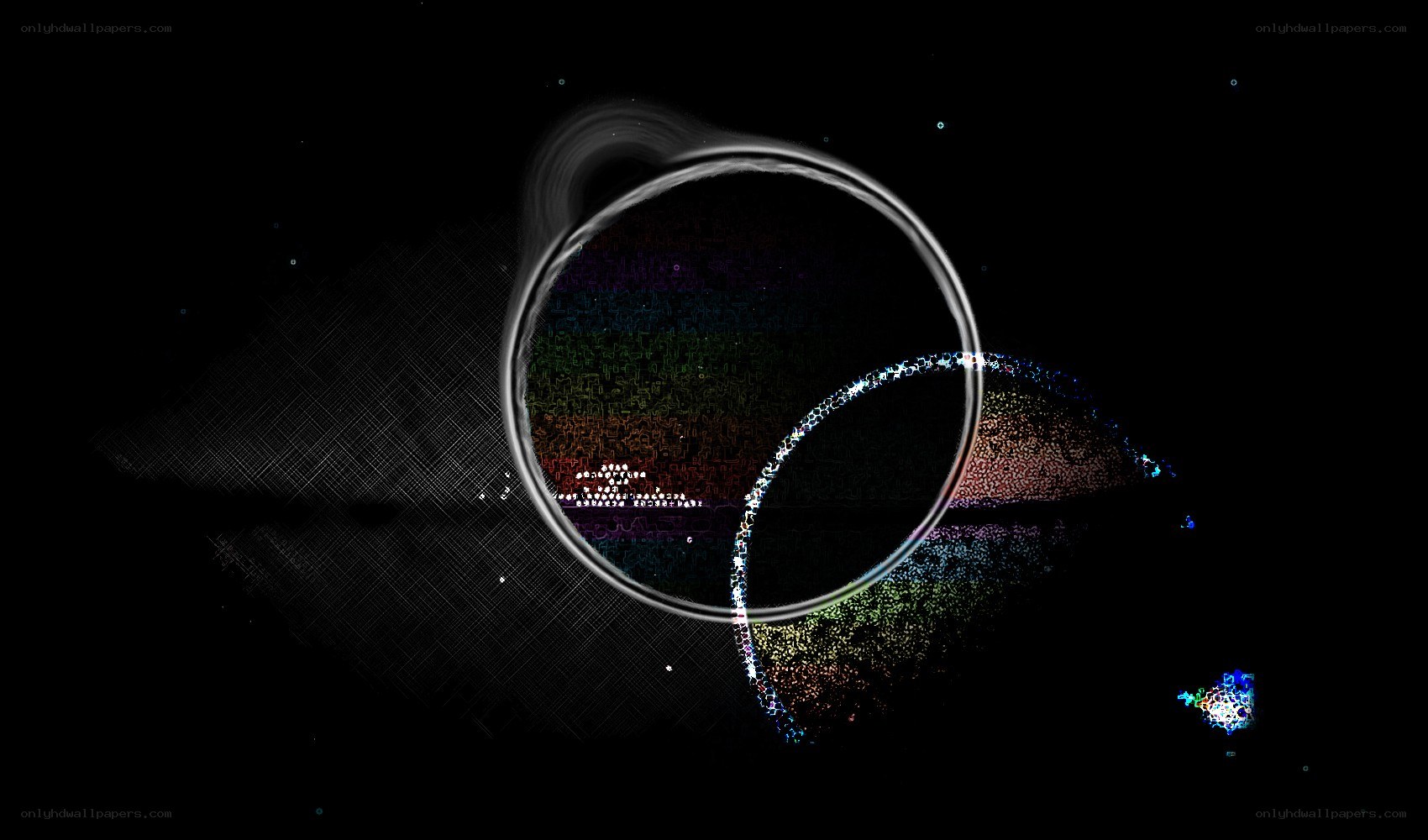abstract digital art with glowing rings