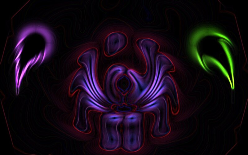 abstract digital art with glowing shapes
