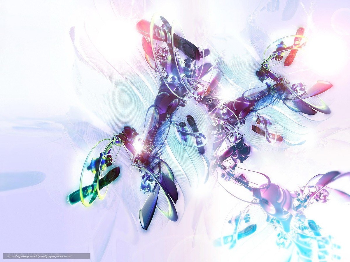 Abstract digital art with glowing shapes