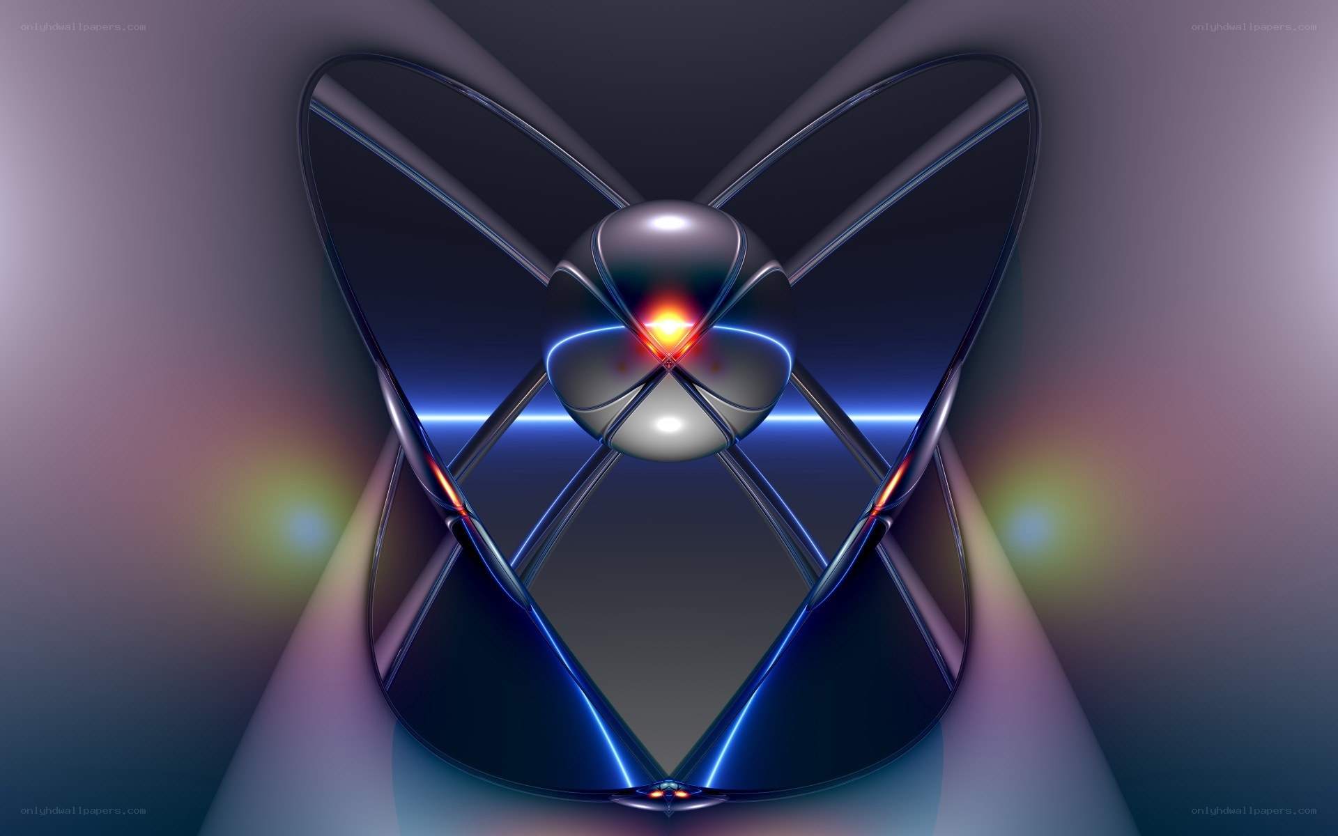 Abstract digital art with glowing sphere