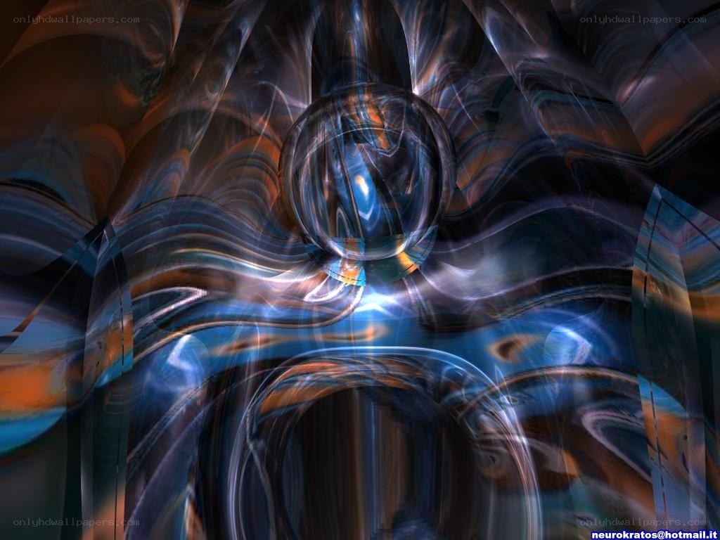 Abstract digital art with glowing sphere