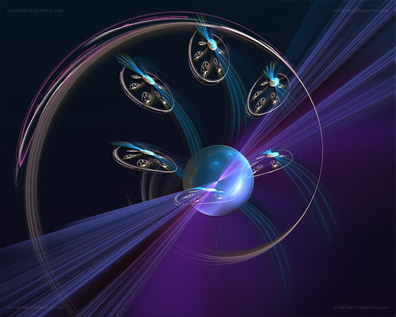 Abstract digital art with glowing spheres
