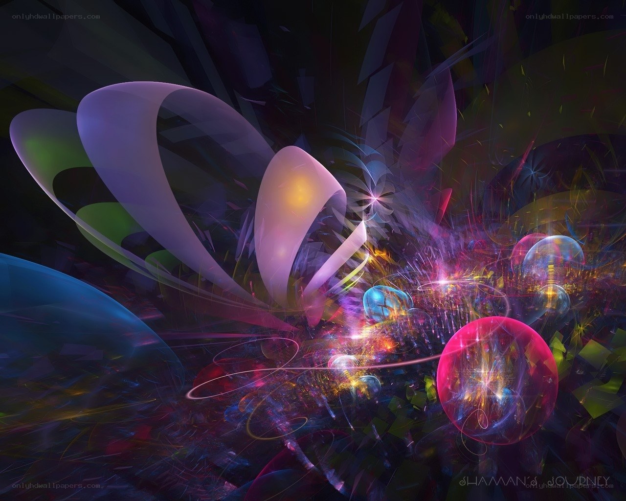 Abstract digital art with glowing spheres