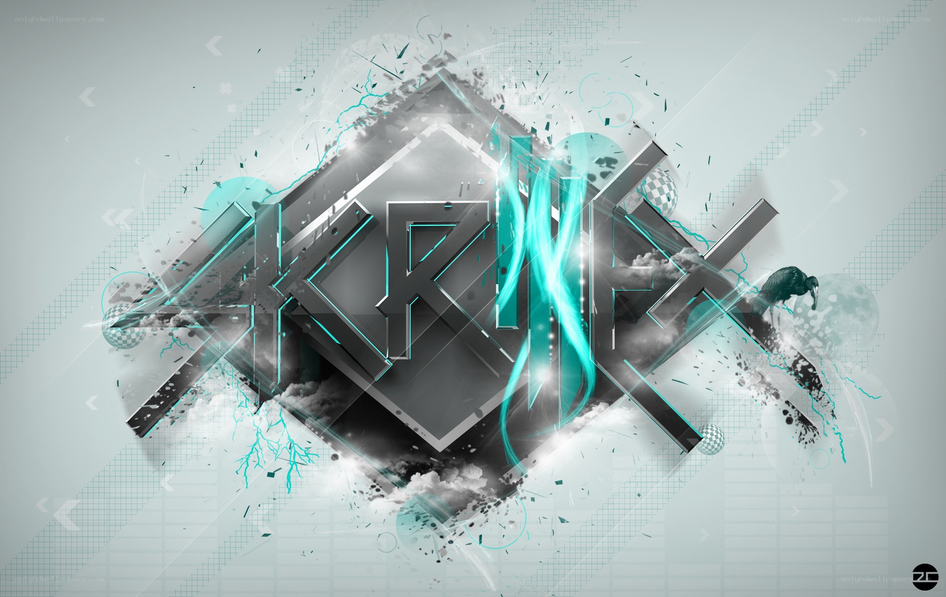 abstract digital art with glowing text