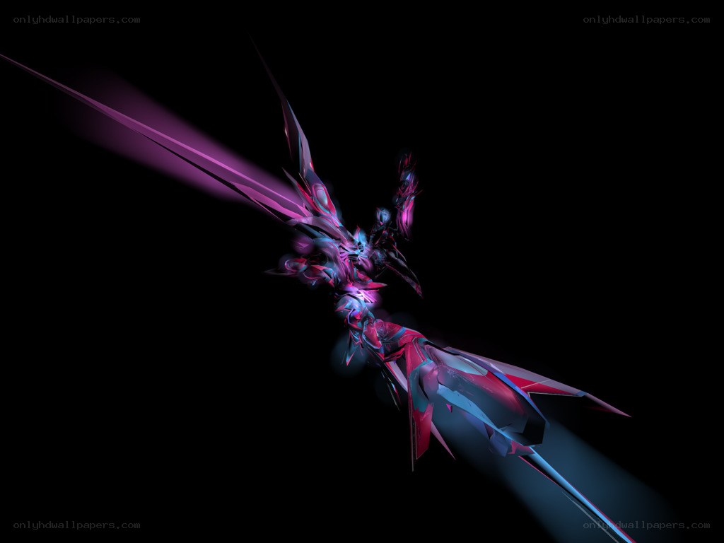 Abstract digital art with glowing wings