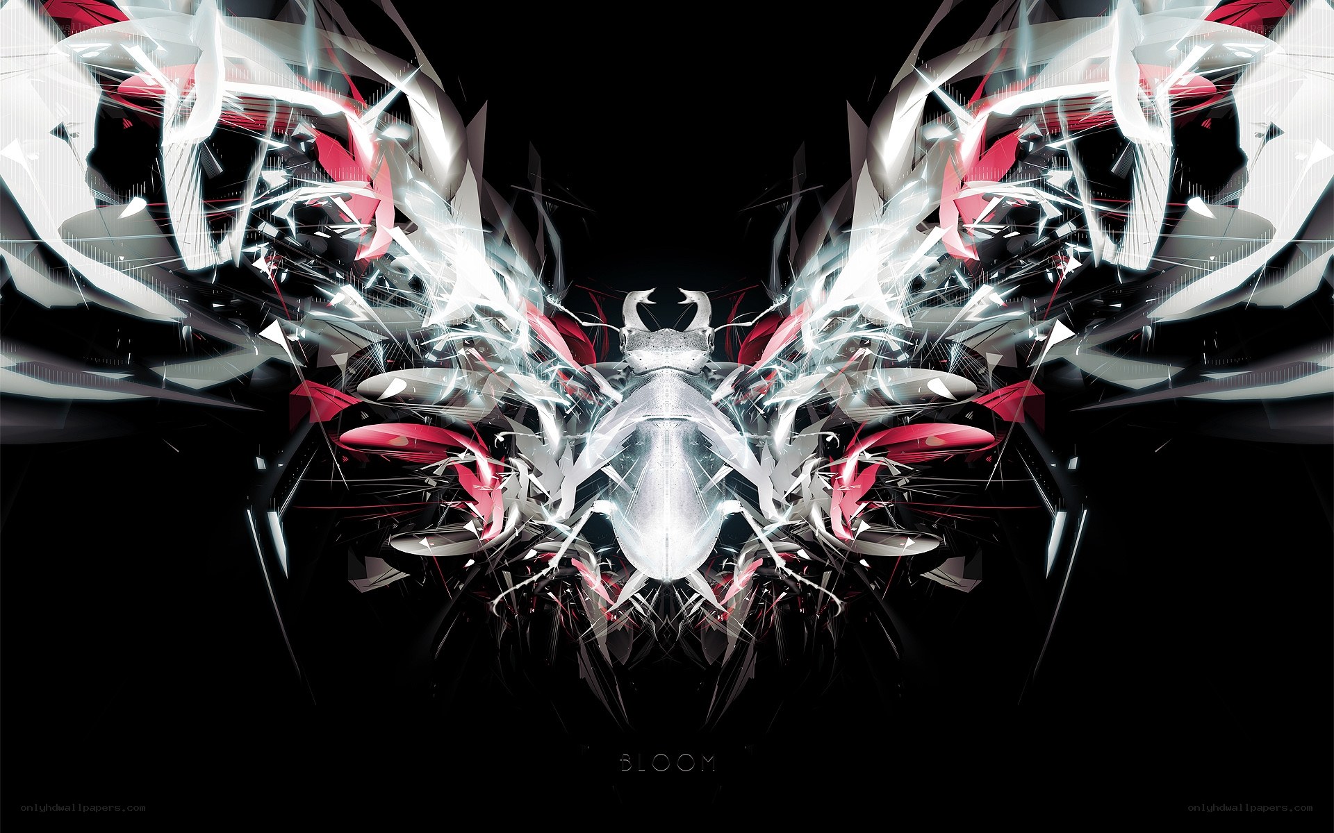 Abstract digital art with glowing wings