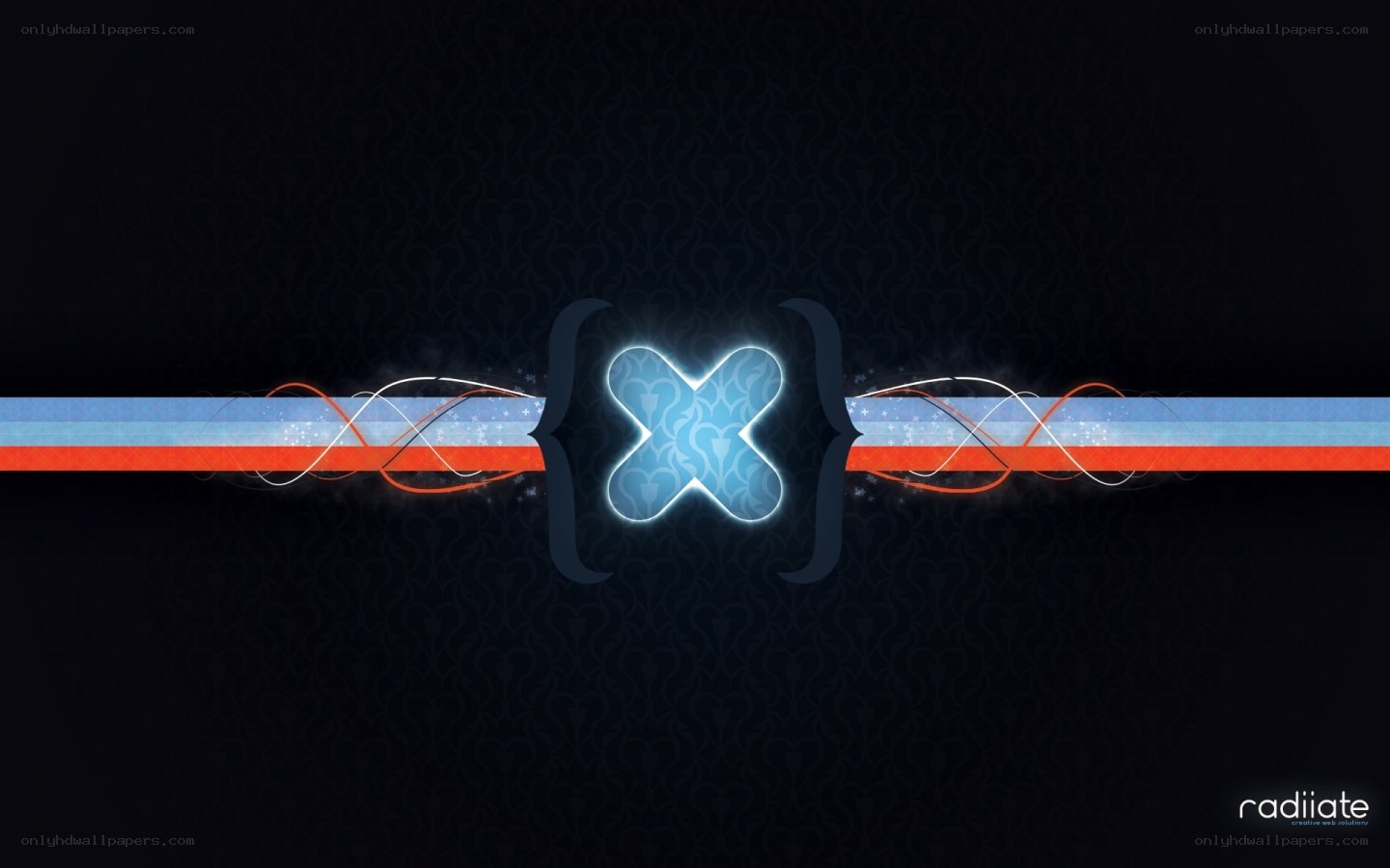abstract digital art with glowing X