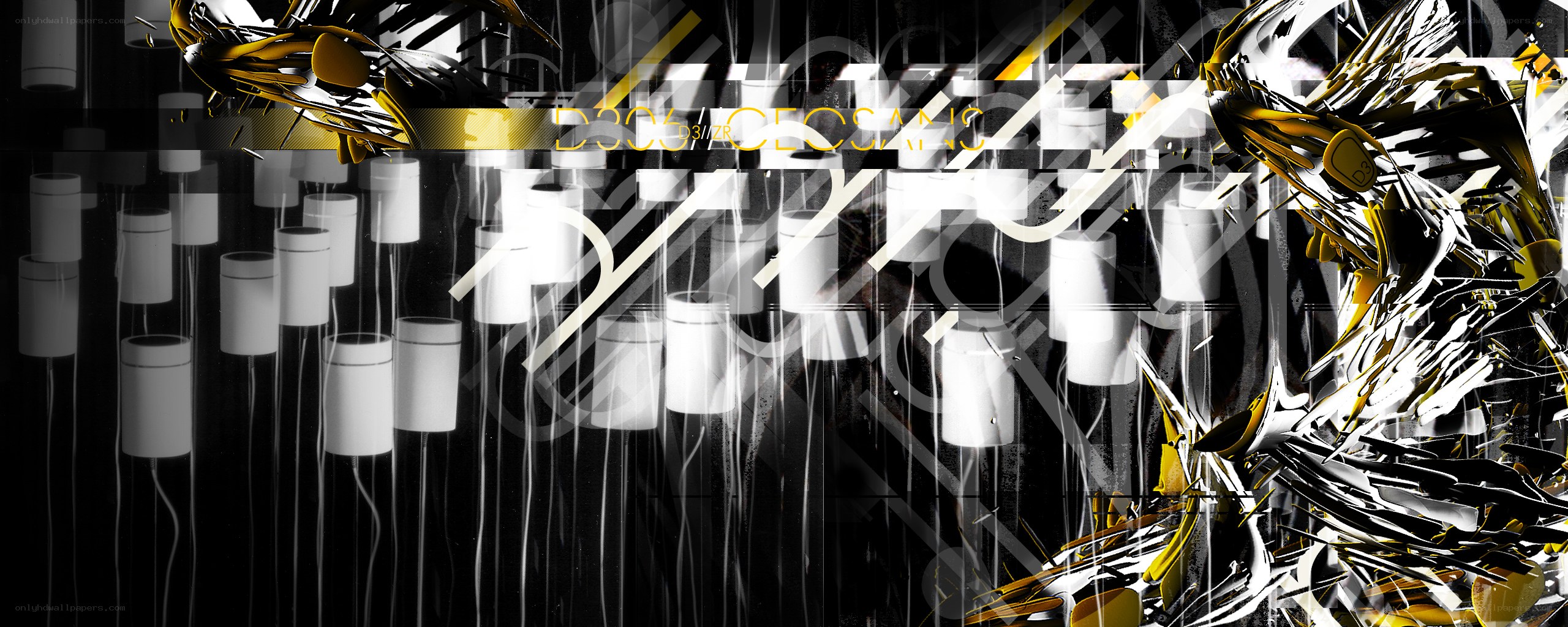 Abstract digital art with golden elements