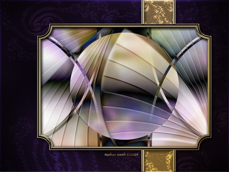 Abstract digital art with golden frame