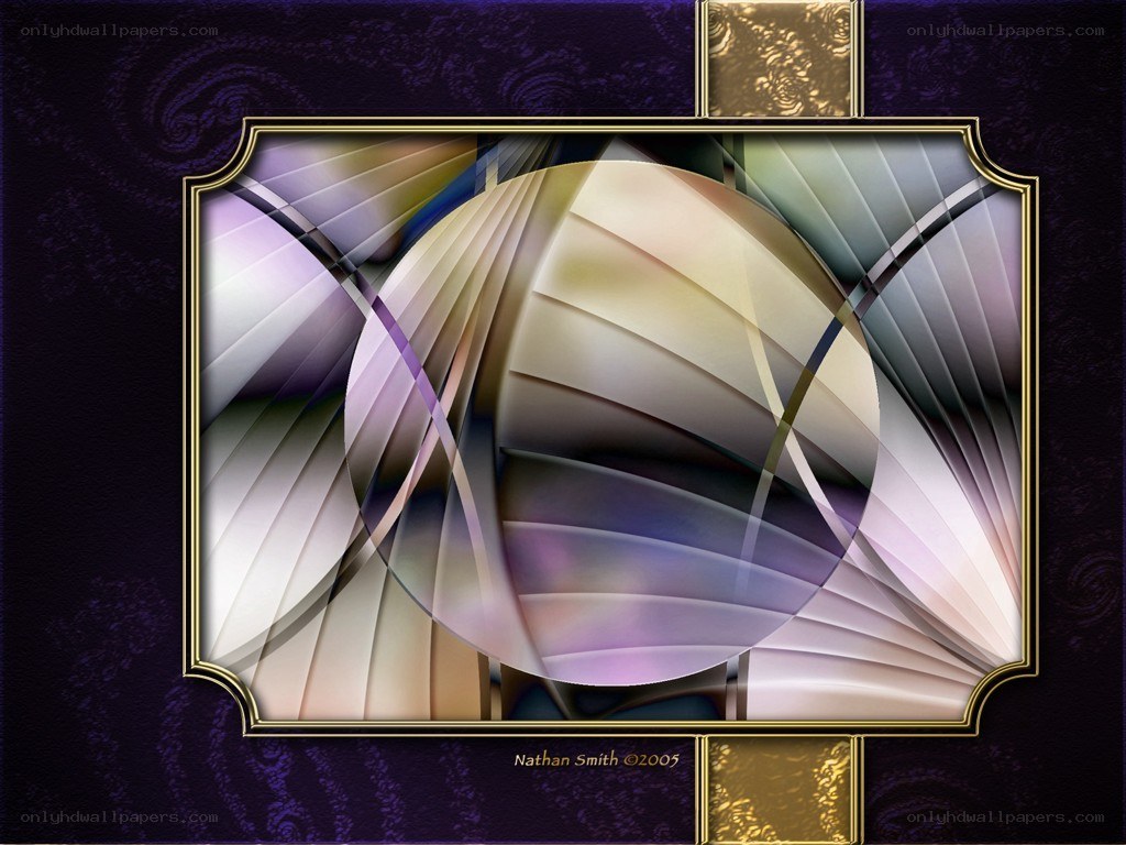 Abstract digital art with golden frame