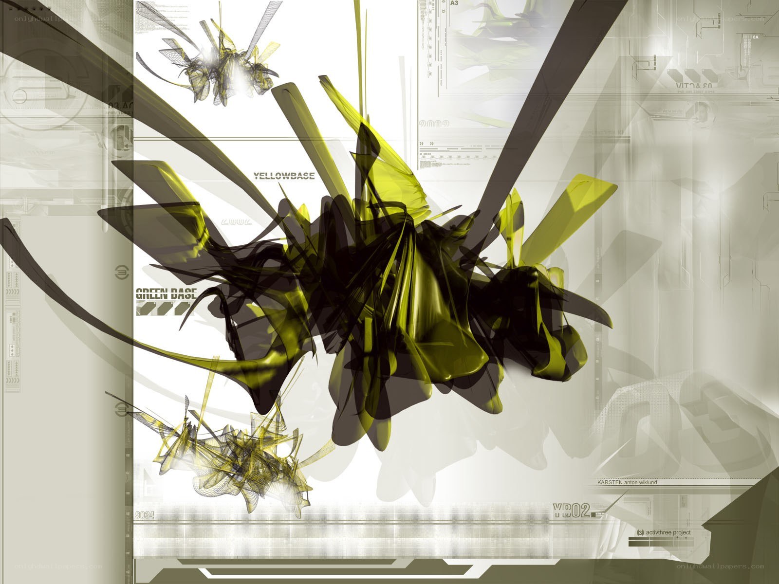 abstract digital art with green and yellow elements