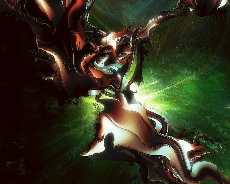 Abstract digital art with green energy
