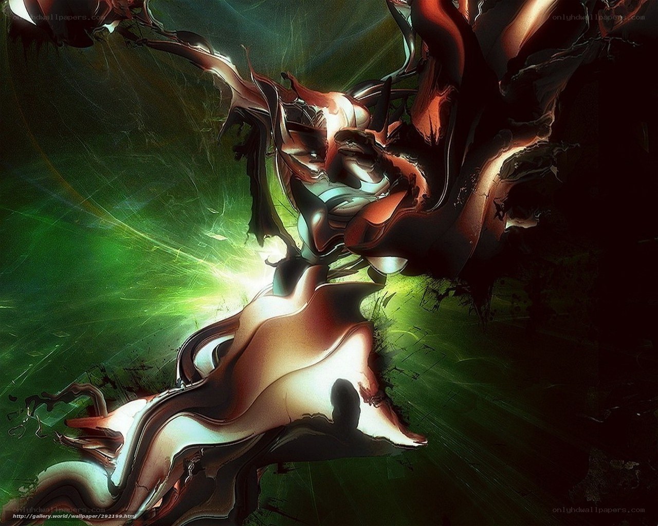 abstract digital art with green light