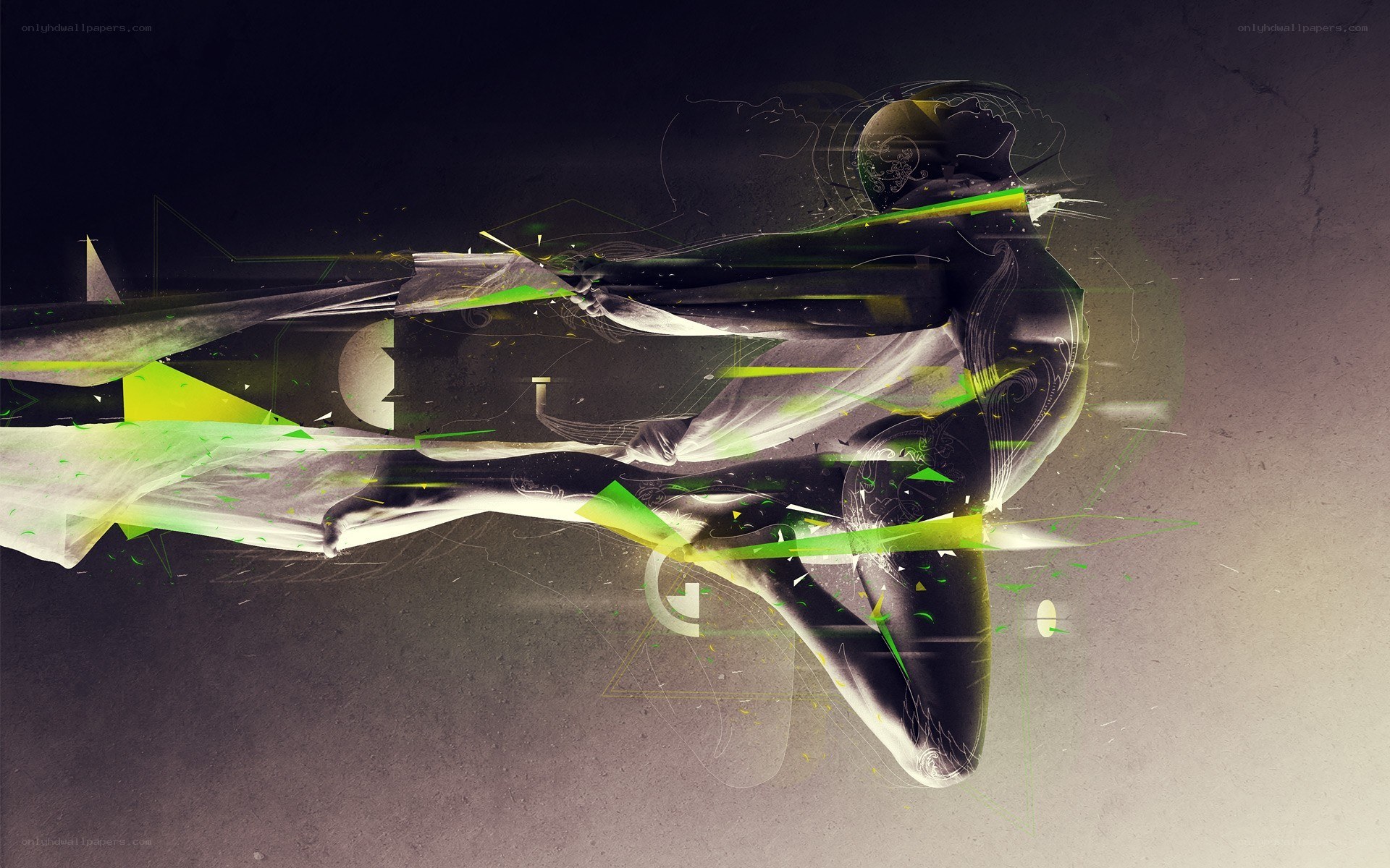 abstract digital art with green lines